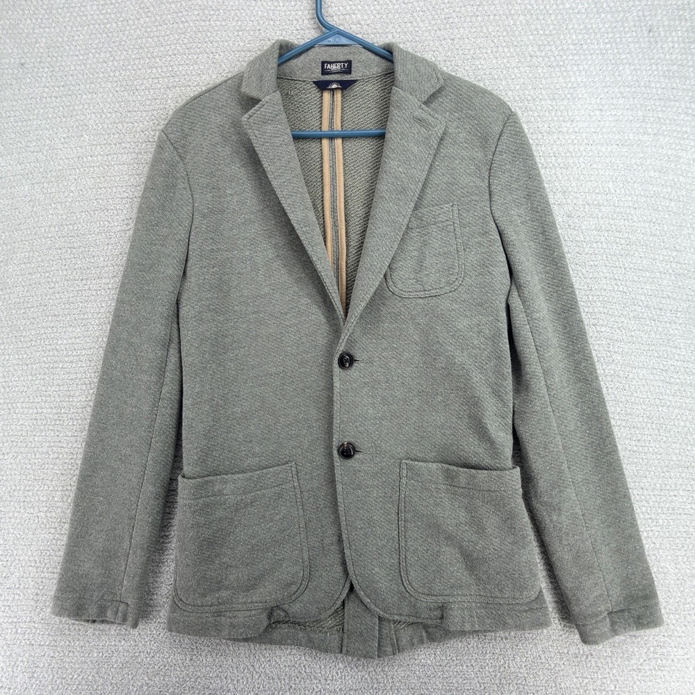 Faherty Reserve The Inlet Blazer Mens XS Gray Unstructured Cotton Sport Coat